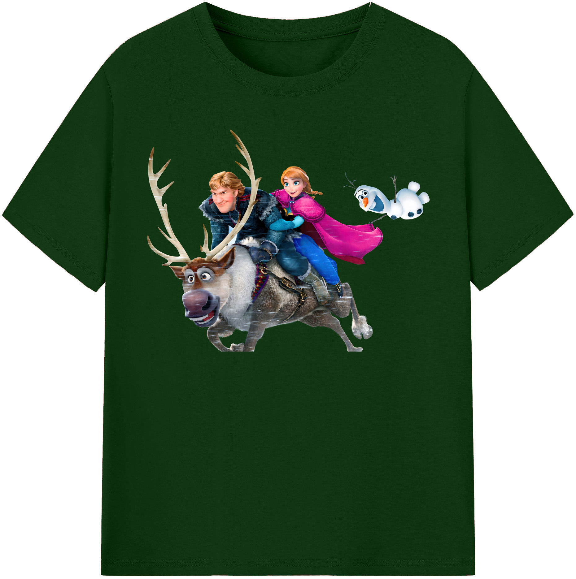 （画像用） アナと雪の女王 アンナ エルサ Frozen Anna Elsa 綿100％半袖Tシャツ（フロントプリント）